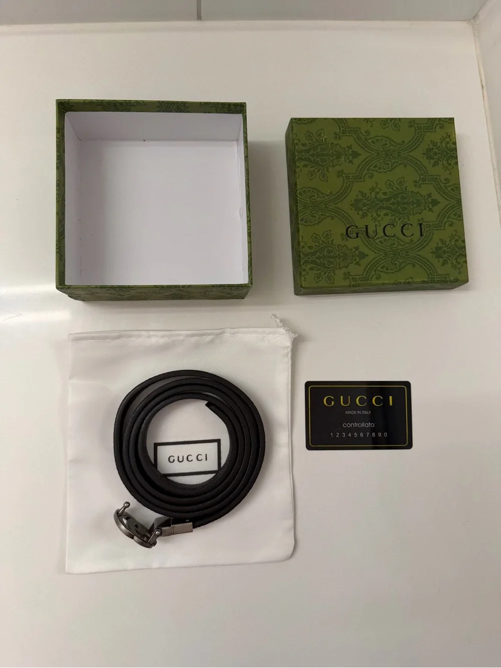 Gucci Black Leather Interlocking G Belt with Silver Hardware